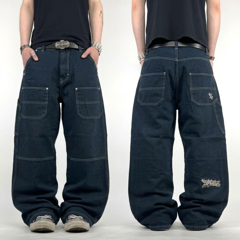 Vintage y2k faded embroidered grunge archive skater baggy wide leg jeans